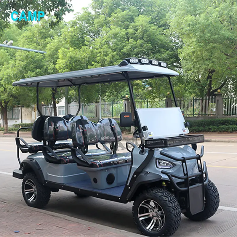 Carrito de golf eléctrico de lujo, carro de golf de 6 plazas