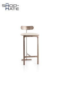 Cadeira de <span class=keywords><strong>Bar</strong></span> de Luxo de Alta Qualidade com Assento de Couro e Pernas de Metal Escovado para Hotel, Casa, Vila, Restaurante, Personalizável - Product Image 2