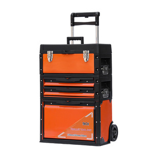 Luwei <b>Tools</b> Three Layer Metal <b>Tool</b> <b>Trolley</b> Case With Wheels And Drawers For Workshop Storage - Product Image 2
