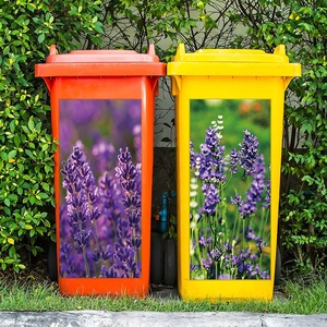 2个薰衣草风格自粘轮式垃圾桶贴纸花卉室内室外装饰贴花由耐用纸张制成 - Product Image 5