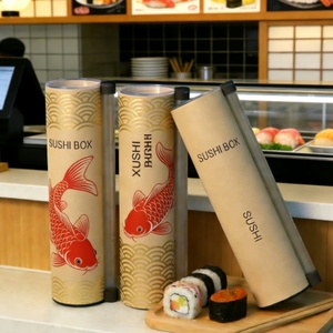 Custom Eco-Friendly Biodegradable Recyclable Craft Paper Food Grade Pet Food Sushi Tube <b>Container</b> with Four-Color Printing - Product Image 1