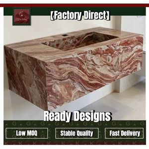 Lavabo mural rectangulaire personnalisé GOLDKING en marbre naturel, lavabos en pierre, lavabo avec un seul bac - Product Image 1