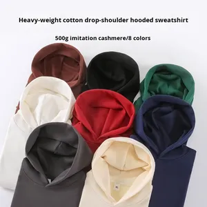Felpa oversize personalizzata in cotone pesante nuovo stile 500g felpa da <span class=keywords><strong>uomo</strong></span> tinta unita - Product Image 5