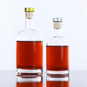 Wholesale Glass Whisky Spirit Bottle Manufacturer 1000ml 750ml 500ml Empty Vodka Bottle With T Type Cork