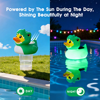 Dispenser Klorin Kolam Renang Chlorinator dengan Lampu Tenaga Surya IP68 Tahan Air & Dapat Disesuaikan untuk Tablet Klorin 3 Inci