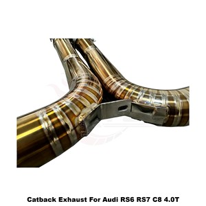Sistema de Escape Catback Ligero Vortex de Titanio Dorado para Audi RS6 RS7 C8 4.0T 2016-2025, Sistema de Carreras en Pista - Product Image 6
