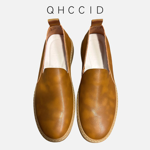 Mocasines Retro de Cuero Genuino Marrón para Hombre, Estilo Slip-On, Transpirables, de Piel Vacuna Suave, Tacón Bajo, Zapatos Casuales de Primavera/Verano - Product Image 3