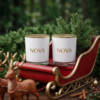 Vente en gros de pots à bougies en verre de luxe pour Noël, 8 oz, 10 oz, 14 oz, avec couvercle et boîte cadeau, décoration de Noël, logo personnalisé, directement de l'usine