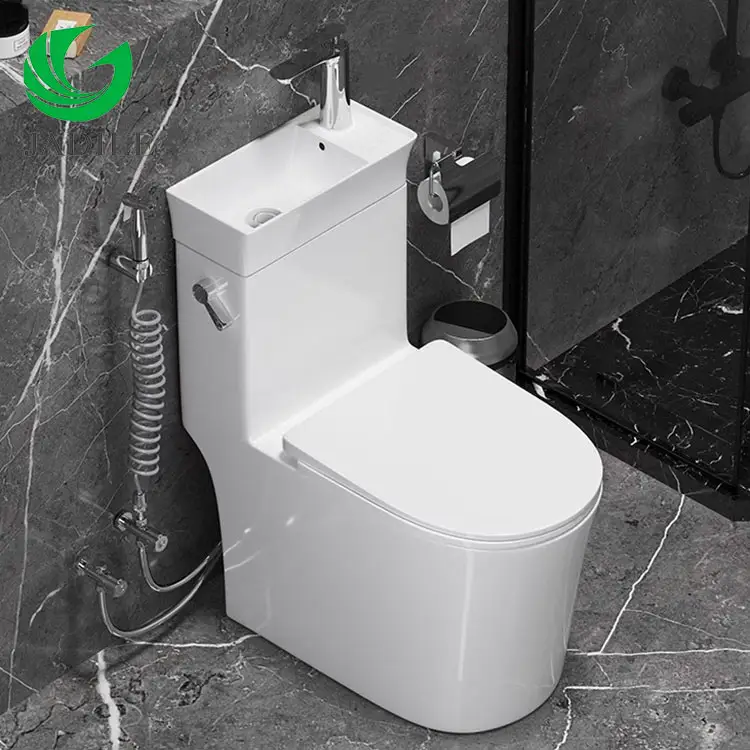 Badezimmer Wassers chrank Wc Inodoro Y Lavabo Waschbecken und Toilette Kombinierte wassers pa rende Toilette mit Handwäsche-Set