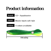 En gros Leurre souple de pêche 10cm 6g, imitation loche, avec trou d'œil au bout, ver bionique réaliste en plastique