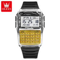 OLEVS 1126 Nuevo Reloj Digital para Hombre, Correa de Resina, Resistente al Agua, Cronómetro, Función de Calculadora, Kit de Reloj Deportivo