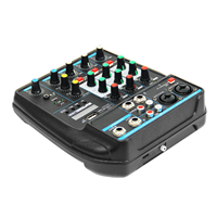 Console de mixage audio professionnelle 4 voies USB avec alimentation fantôme 48V, console de mixage numérique, mixeur audio