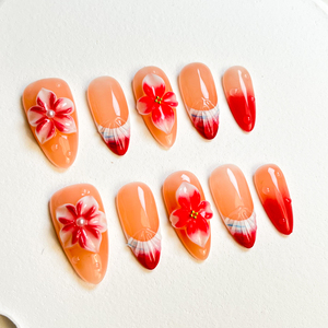 <span class=keywords><strong>Uñas</strong></span> Postizas de Acrílico Coloridas, Forma Almendrada, Stiletto, <span class=keywords><strong>con</strong></span> Diseño de Flor, Simples y Dulces, Decoración de Plástico para el Cabello, para Uso Diario y Fiestas - Product Image 3