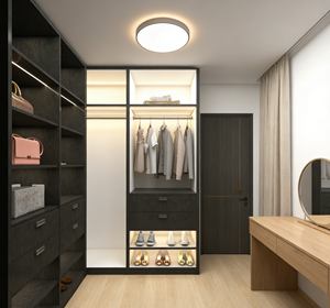 Custom Modern Open Wardrobe Closet | LED-Lit Multi-Layer Organizer + <b>Corner</b> Layout|Floor-to-Ceiling Storage <b>Cabinet</b> for Bedroom - Product Image 6