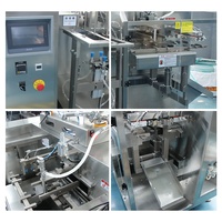 Machine de remplissage et de scellage horizontale à quatre postes pour sachets préformés de liquides (détergent lessive, savon), 50ml-1000ml, avec fonction d'emballage