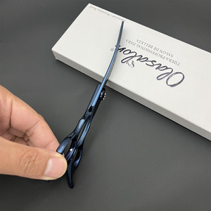 Tijeras de peluquería para mascotas Olasalona de 7 pulgadas, curvadas, de acero inoxidable con diseño de espina de pescado, para cortar el pelo de perros. - Product Image 1