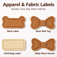 Étiquettes en microfibre douce en forme d'animaux, étiquettes en cuir de couleur pastel pour vêtements d'enfants et projets de bricolage faits main