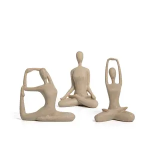 Фигурка из песчаника для йоги, моделирование, аксессуары для интерьера, украшение дома, скульптура из смолы