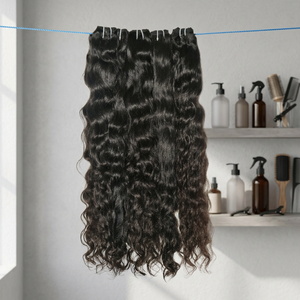 ผมต่ออินเดียแท้แบบธรรมชาติ ไม่ผ่านการแปรรูป แบบลอนคลื่นสีดำ แบบ Afro Curl HD Wave ขายส่ง - Product Image 1