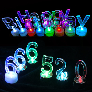 شمعة رقمية إبداعية بإضاءة LED ذهبية متعددة الألوان لأعياد ميلاد الأطفال - Product Image 2