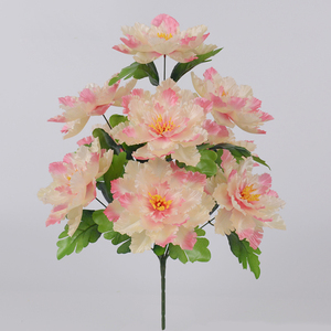 Ramo de flores artificiales de seda, tela funeraria de 9 cabezas, barata - Product Image 4