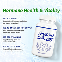 Complément alimentaire pour la thyroïde des adultes OEM – Capsules enrichies en iode, formule énergie et concentration, complexe de vitamine B12, zinc, sélénium, Ashwagandha – 60 gélules
