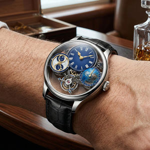 Montre squelette automatique mécanique 24H avec mouvement NH38, design unique et luxueux, logo personnalisé OEM/ODM, verre saphir transparent. - Product Image 2