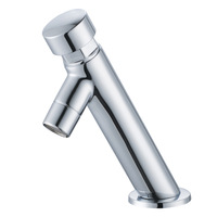 Robinet de lavabo de qualité supérieure en laiton chromé, monocommande, à fermeture automatique, économiseur d'eau