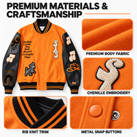 Veste universitaire américaine vintage avec patchs, logo brodé 3D personnalisé, manches en laine et PU, veste Letterman pour le streetwear