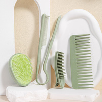 Peigne à cheveux plat en paille de blé Wanmei pour femmes, peigne à dents larges, pince à cheveux, ensemble de peignes en forme d'œuf, brosse de massage du cuir chevelu avec sac
