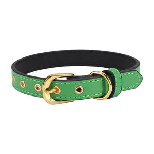 <span class=keywords><strong>Collar</strong></span> de perro de PU de color sólido con hebilla de oro de imitación, <span class=keywords><strong>collar</strong></span> de cuero para mascotas de gama alta para perros, suministros para mascotas con logotipo personalizado - Product Image 6