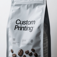 Herbruikbare aluminiumfolie koffiebonenverpakking met ritssluiting en ventiel, aangepaste logo's, 250g, 500g, 1kg, 12oz