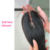 Extensions de cheveux humains brésiliens transparents, lisses et naturels, 100 % Remy, densité 150 %, 2x6, pour tissage en dentelle, vente en gros Chine