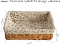 Panier de rangement tissé à la main avec doublure, petit panier de rangement en saule pour la maison, l'armoire, les étagères, les articles divers, les cosmétiques