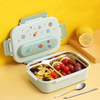 Boîte à lunch isolée en acier inoxydable 316 avec assiette à dîner portable à compartiment mignon pour les étudiants employés de bureau enfants
