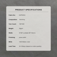 Tissu 100% polyester microfibre écologique imperméable 39 g/m² 15D*20D finition pressée et polie léger à rayures verticales pour filles