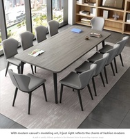 Table de conférence carrée moderne de haute qualité, solide et de grande taille, avec chaises assorties, pieds en acier inoxydable anti-corrosion, table à six pieds