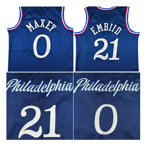 Jersey Bola Basket Edisi Kota Berkualitas Tinggi Jahitan Bordir Joel Embiid 0 Tyrese Maxey Musim Baru 2026 - Product Image 1