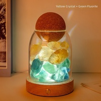 Veilleuse en verre imprimée sérigraphiée, faite main, élégante et exquise, de la marque Wisteria, avec cristal de guérison, pour la maison et le bureau, idéale comme cadeau