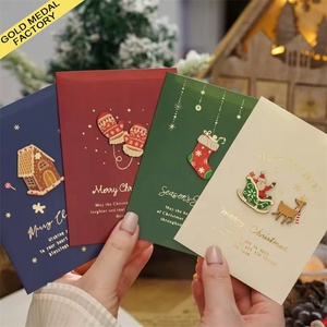 การ์ดอวยพรคริสต์มาสแบบ 3 มิติ ประดับตกแต่งสวยงาม ดีไซน์เทศกาล ตุ๊กตาหิมะ ต้นคริสต์มาส ซานต้า สำหรับอวยพรในวันหยุด การ์ดอวยพรวันหยุด - Product Image 1