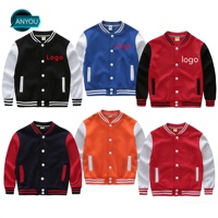 Blousons universitaires personnalisés ANYOU pour enfants avec manches, blouson Letterman vierge en gros, blouson de baseball pour garçons et enfants 2026