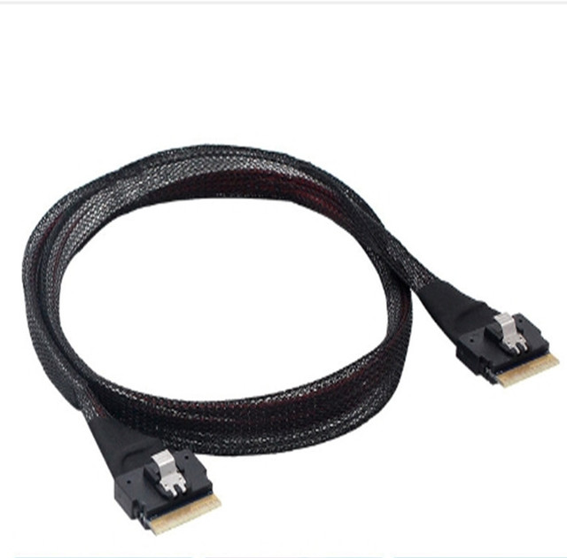 24G 32AWG Mini SAS4.0 Internal Cable Slim SAS 8654 8i to SFF-8654 8i 74 Pin Server Chassis Flat Ribbon Cable