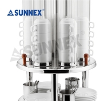 Distributeur de tasses rotatif Sunnex en acier inoxydable, distributeur de tasses à café pour buffet