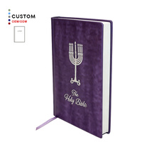 Bible personnalisée en cuir PU, impression couleur intégrale, multilingue, couverture rigide en cuir PU de haute qualité, vente en gros