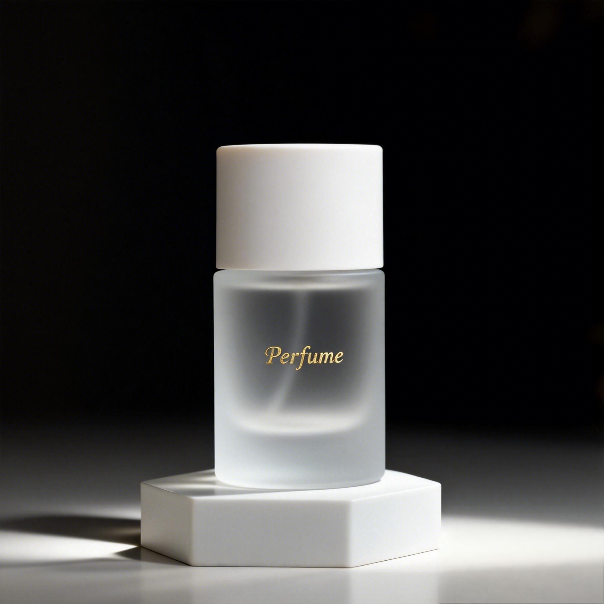 ขวดแก้วฝ้าพร้อมฝาสีขาวด้าน