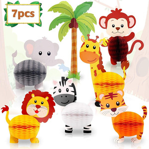 Nicro 7-Piece <strong>Jungle</strong> Safari Animal <strong>Theme</strong> Birthday <strong>Party</strong> Decorations 3D Honeycomb Centerpiece Monkey Tableware for Kids' <strong>Parties</strong> - Product Image 1