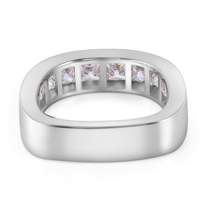 Bijoux de luxe en gros, bague en or blanc 14 carats avec diamant moissanite taille princesse, bague minimaliste pour alliances, ensemble pour couple - Product Image 3