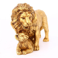 Résine coulée Antique doré et argent Vintage Animal Lion Sculpture Lion Cub Statues