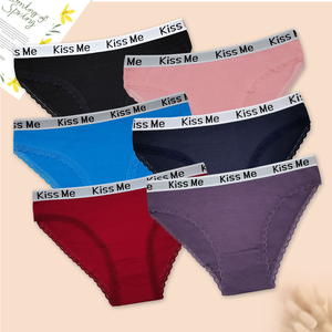 En Stock, Ropa Interior Femenina de Algodón 95%, Cintura Baja, con Banda con la Inscripción '<span class=keywords><strong>Kiss</strong></span> <span class=keywords><strong>Me</strong></span>', Ligera para Uso Diario, Tallas M-L-XL - Product Image 1