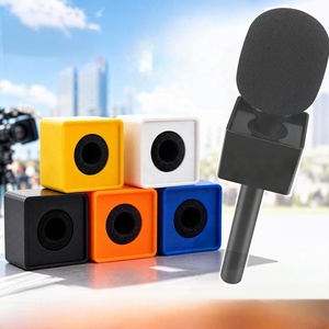 Support de Cube Logo Personnalisé pour Microphone d'Interview, Drapeaux de <span class=keywords><strong>Micro</strong></span> pour <span class=keywords><strong>RODE</strong></span> BOYA DJI, Publicité - Product Image 2